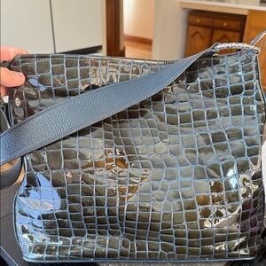 Black Crocodile-Embossed Women's Bag. Brighton handbag.